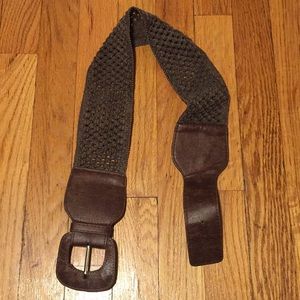 FINAL PRICE faux leather and knitted brown belt